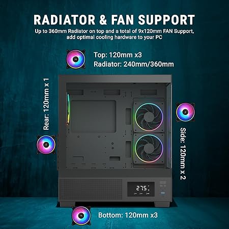 Cabinet Ant Esports Crystal X3 LCD GAMING CASE BLACK